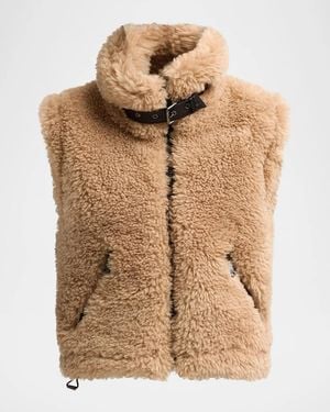 Sam. Funnel Collar Sherpa Vest - Brown