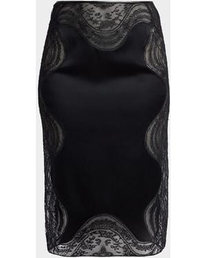 Tom Ford Lace-Trim Crepe Envers Satin Knee-Length Skirt - Black