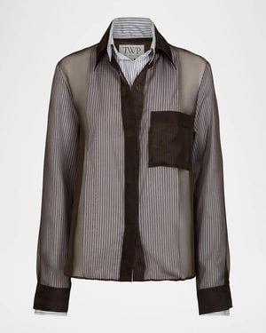 Twp Double Layer Boyfriend Shirt - Brown