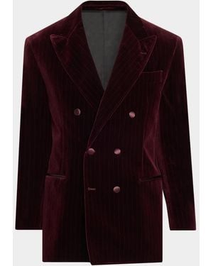 Brunello Cucinelli Apos;S Striped Velvet Cotton Blazer - Purple