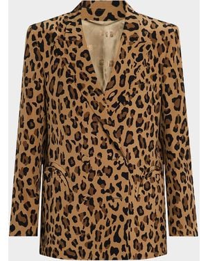 Blazé Milano Simba Leopard-Print Double-Breasted Blazer - Brown
