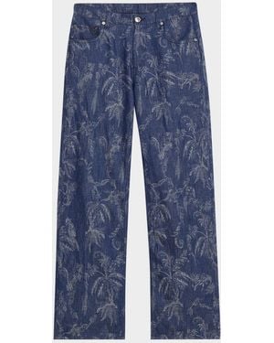Etro Apos;S Roma Jacquard Denim Straight-Leg Jeans - Blue