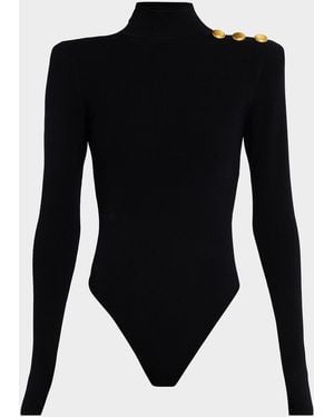 L'Agence Jennis Mock-Neck Bodysuit - Black