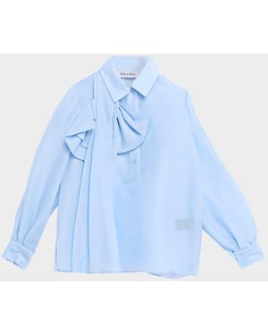 Dice Kayek Bow Striped Silk Button-Down Top - Blue