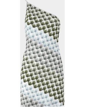 Missoni One-Shoulder Metallic Lace Knit Mini Dress - White