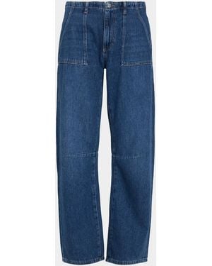 Le Jean Utility Mid-Rise Soft Barrel-Leg Jeans - Blue