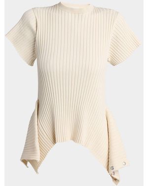 Stella McCartney Rib-Knit Cotton T-Shirt - Natural