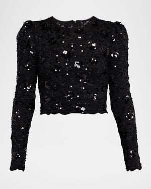 Generation Love Safia Sequined Lace Crop Top - Black