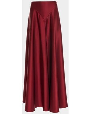 Altuzarra Ames V-Yoke Satin A-Line Maxi Skirt - Red