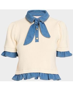 Cinq À Sept Shelly Layered Neck-Tie Top - Blue