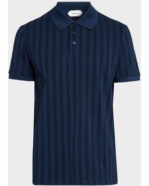 Versace Apos;S Cotton Greca-Stripe Polo Shirt - Blue