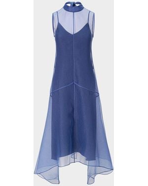 STAUD Auden Organza High-Low Dress - Blue
