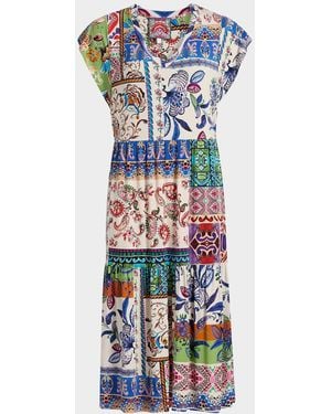 Johnny Was The Janie Patchwork-Print Midi Dress - White