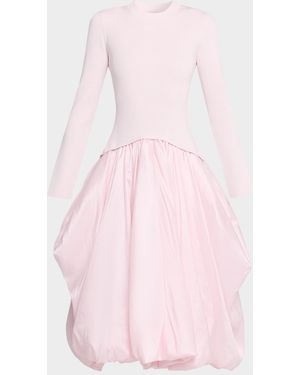 Jonathan Simkhai Kenlie Mock-Neck Bubble Midi Dress - Pink