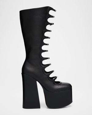 Marc Jacobs The Kiki Leather Multi-Buckle Platform Knee-High Boots - Black