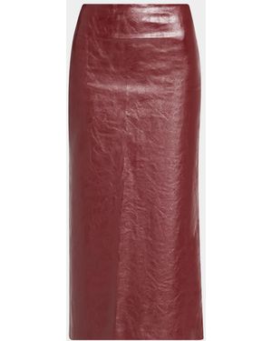 Alice + Olivia Maeve Solid Side-Slit Midi Skirt - Red