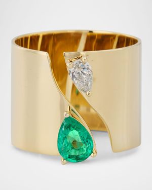 Lana Jewelry Emerald And Pear Diamond Cigar Band - Green
