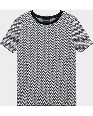 Emporio Armani Abstract Knit Rolled-Neck Sweater - Gray