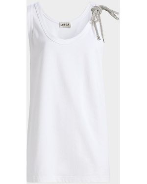 Area Crystal Knot Oversized Tank Top - White