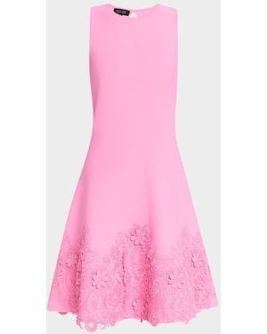 Teri Jon Sleeveless Lace-Trim Knit Dress - Pink
