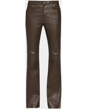 Vince Mid-Rise Stretch-Leather Flare Pants - Gray