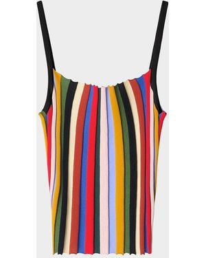 STAUD Skye Striped Tank - White