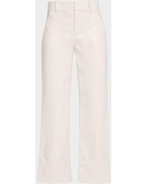 Alice + Olivia Alexander Vegan Leather Cuffed Pants - Natural
