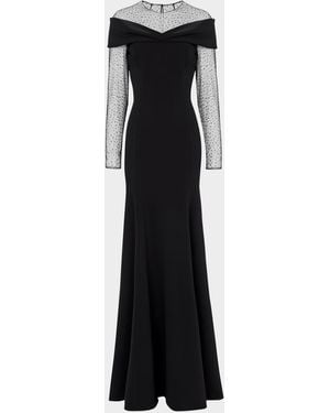 Jenny Packham Etienne Crystal Illusion Off-The-Shoulder Gown - Black