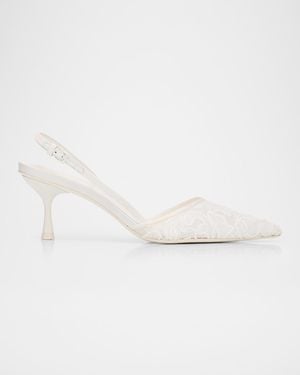 Jonathan Simkhai 65Mm Dylan Lace Slingback Pumps - White