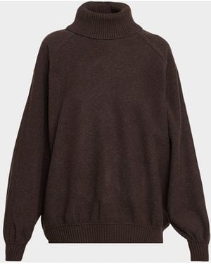 Loro Piana North Woods Wool-Cashmere Turtleneck Sweater - Brown