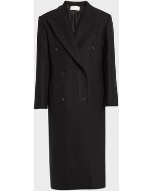 The Row Hariet Double-Breasted Wool-Cashmere Long Coat - Black
