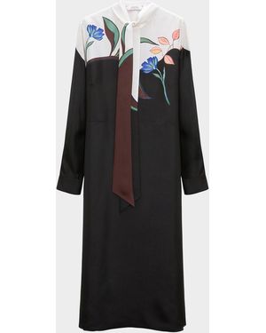 Dorothee Schumacher Seductive Bloom Floral-Print Silk Twill Midi Dress - Black