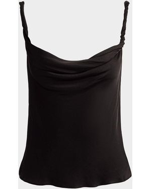 Alice + Olivia Monique Twist Strap Cowl-Neck Blouse - Black