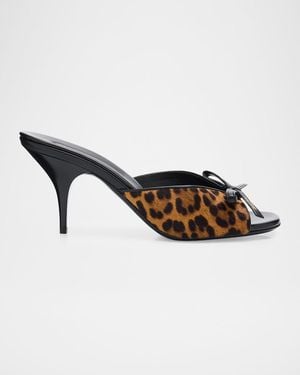 Miu Miu 80Mm Leopard Calf Hair Mule Sandals - Brown
