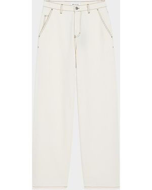 Ami Paris Apos;S Cotton Contrast-Stitched Wide-Leg Pants - White