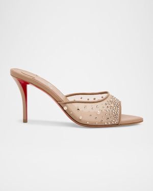 Christian Louboutin 80Mm Miss Z Degrasstrass Perla Mules - Pink