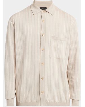 Brioni Long Sleeve Striped Shirt - Natural