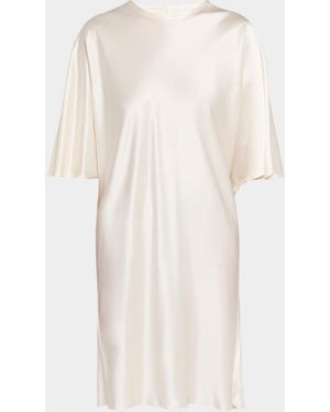 All Three Mila Satin Shift Knee-Length Dress - Natural