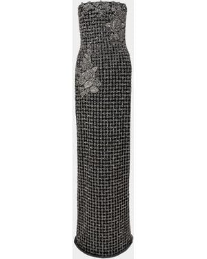 Carolina Herrera Crystal-Embellished Strapless Column Gown - White