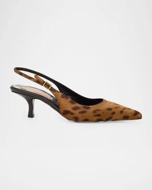 Burberry 55Mm Leopard Calf Hair Slingback Pumps - Brown