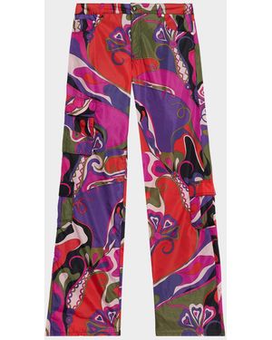 PUCCI Orchidee Print Cargo Pants - Red