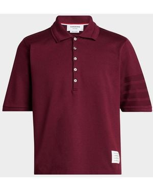 Thom Browne Apos;S Cotton 4-Bar Sleeve Name Applique Polo Shirt - Red