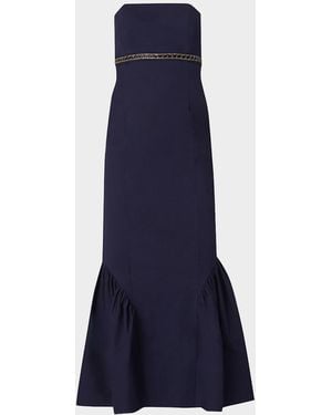 Shoshanna Ashton Cotton Faille Mermaid Midi Dress - Blue