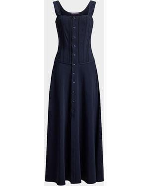 Ralph Lauren Sophee Cotton-Blend Sleeveless Day Dress - Blue