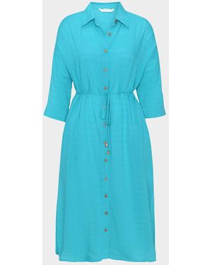 La Blanca Sea Cove Midi Shirtdress Coverup - Blue