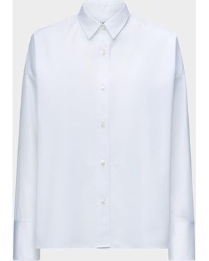Callas Milano Sirene Button-Down Silk Twill Scarf Shirt - White
