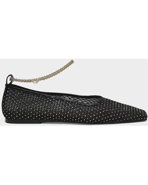 MARIA LUCA Augusta Crystal Mesh Ballet Flats - Black