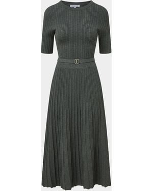 Veronica Beard Elthea Belted Midi Knit Dress - Gray