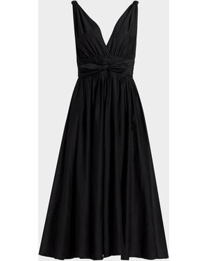 Emanuel Ungaro Josie Sleeveless Cotton-Silk Midi Dress - Black