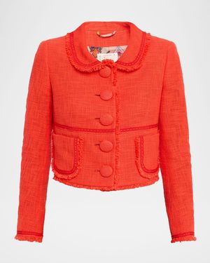 Maison Common Single-Breasted Cotton-Blend Short Jacket - Red